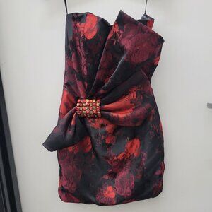 Classic Jovani Black and Red Mini Dress